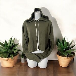 Olive Green Hoodie with Drawstrings